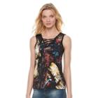 Women's Rock & Republic&reg; Abstract Flag Tank, Size: Medium, Black