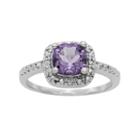 Sterling Silver Amethyst And Diamond Accent Square Halo Ring, Women's, Size: 7, Purple