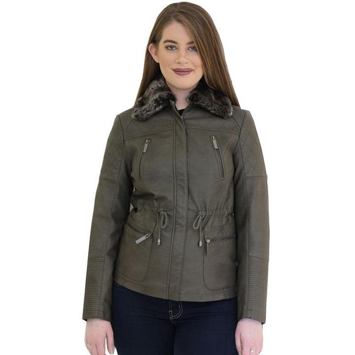 Plus Size Mo-ka Faux-leather Anorak Jacket, Women's, Size: 2xl, Green
