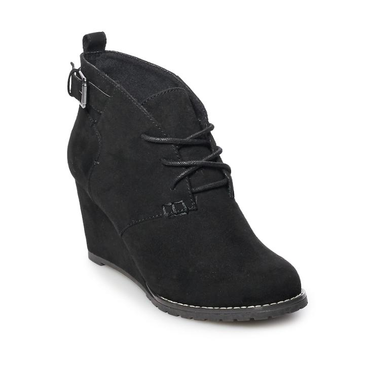 So&reg; Larch Women's Wedge Ankle Boots, Size: Medium (6), Black
