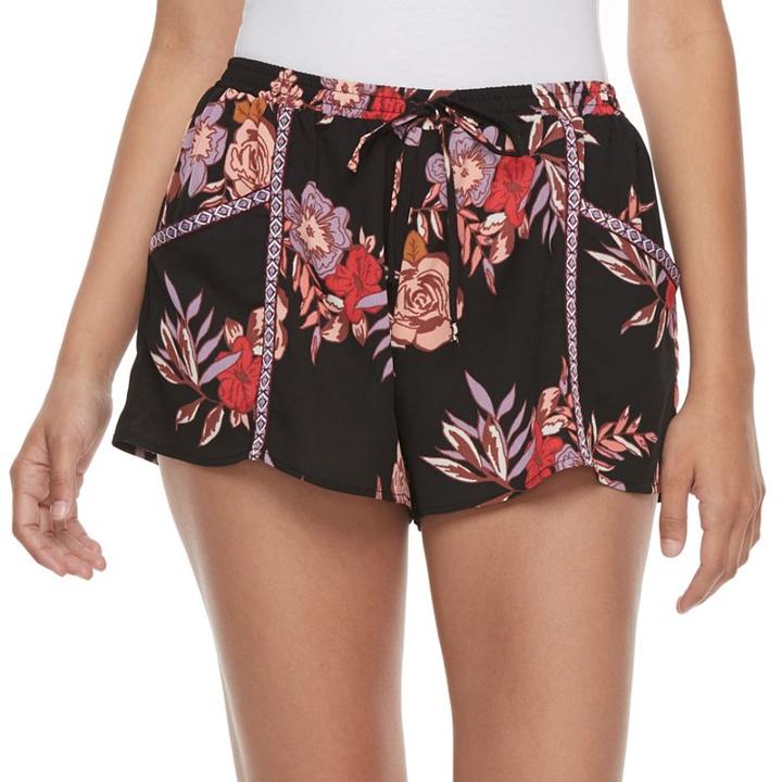 Juniors' About A Girl Print Shortie Shorts, Size: Medium, Dark Red