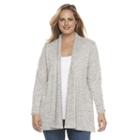 Plus Size Croft & Barrow&reg; Space-dye Open-front Cardigan, Women's, Size: 1xl, White Oth