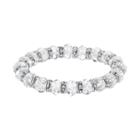 1928 Simulated Crystal & Clear Bead Stretch Bracelet, Women's, White
