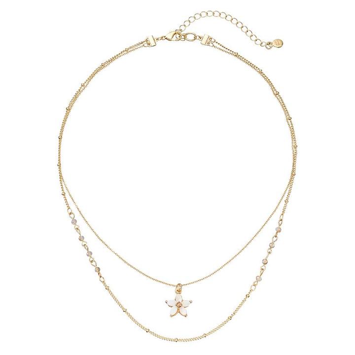 Lc Lauren Conrad Layered Mother-of-pearl Flower Pendant Necklace, Women's, White Oth