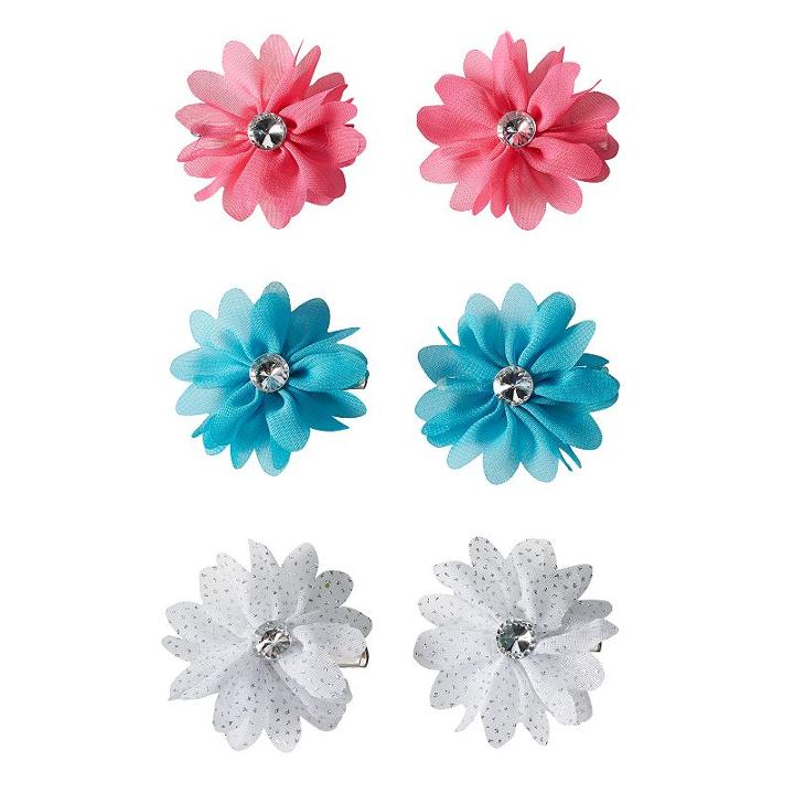 Girls 4-16 6-pk. Flower Hair Clips, Turquoise/blue (turq/aqua)