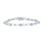 10k White Gold Swiss Blue Topaz 1/3 Carat T.w. Diamond Infinity Link Bracelet, Women's, Size: 7.5