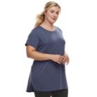 Plus Size Tek Gear&reg; High Slit Short Sleeve Tunic Tee, Women's, Size: 2xl, Dark Blue