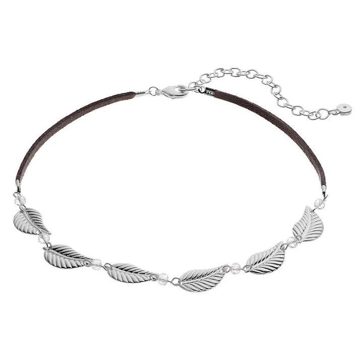 Lc Lauren Conrad Leaf Link Faux Suede Choker Necklace, Women's, Grey