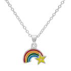 Hallmark Kids' Sterling Silver Rainbow Pendant Necklace, Girl's, Size: 16, Multicolor