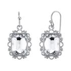 1928 Faceted Simulated Crystal Rectangle Drop Earrings, Women's, White