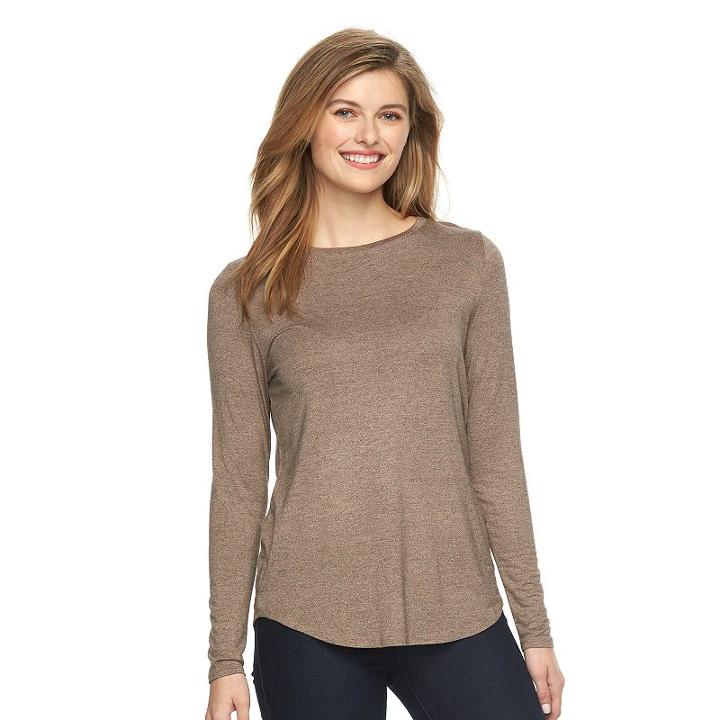 Women's Apt. 9&reg; Essential Crewneck Tee, Size: Large, Dark Beige