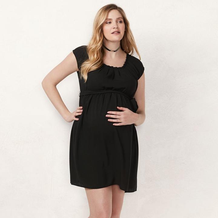 Maternity Lc Lauren Conrad Pleated Fit & Flare Dress, Women's, Size: Xs-mat, Black
