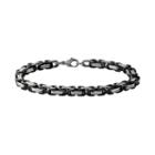 Stainless Steel And Black Immersion-plated Stainless Steel Bracelet - Men, Size: 9, Grey