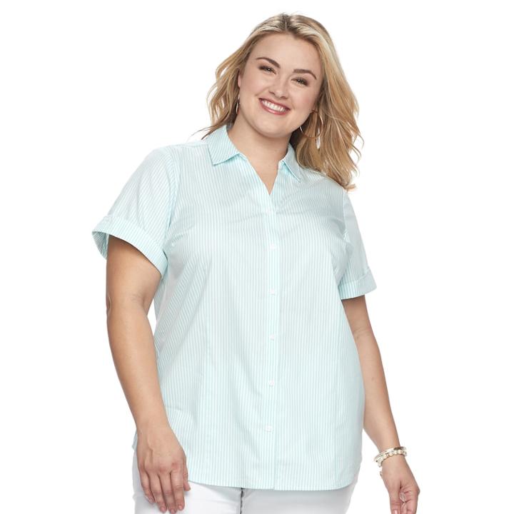 Plus Size Croft & Barrow&reg; Button-front Top, Women's, Size: 4xl, Med Blue