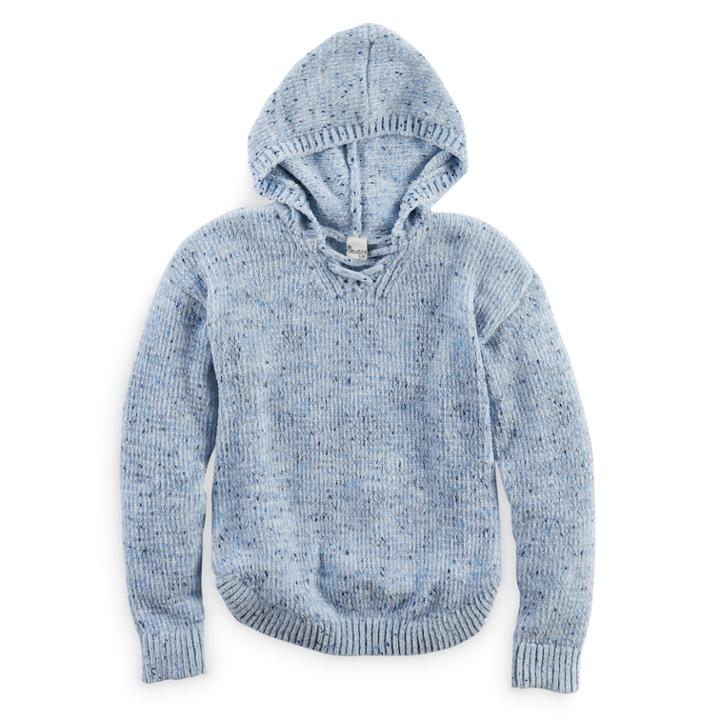 Girls 7-16 Size Mudd&reg; Lace-up Chenille Sweater Hoodie, Size: 14, Light Blue