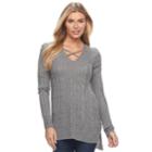 Women's Apt. 9&reg; Crisscross Ribbed Sweater, Size: Medium, Brt Purple