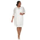 Plus Size Le Bos Sheath Evening Dress & Georgette Jacket Set, Women's, Size: 14 W, White