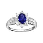 Sterling Silver Lab-created Blue & White Sapphire Flower Ring, Women's, Size: 6