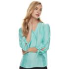 Women's Apt. 9&reg; Knot Sleeve Blouse, Size: Small, Turquoise/blue (turq/aqua)
