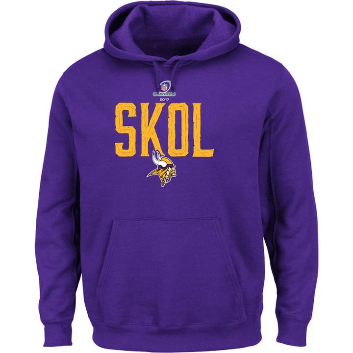 Men's Minnesota Vikings 2017 Nfl Playoffs Skol Hoodie, Size: Medium, Drk Purple