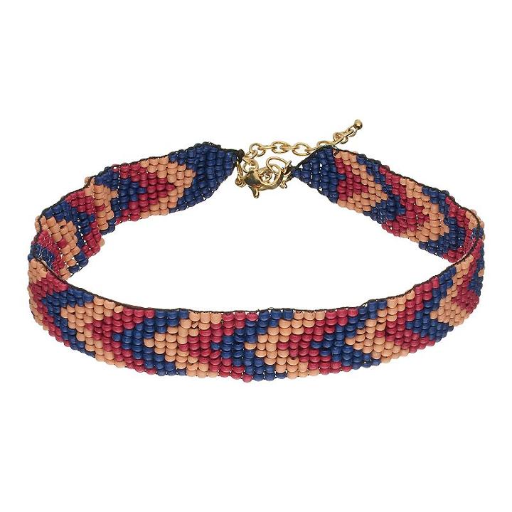 Chevron Seed Bead Choker Necklace, Women's, Multicolor
