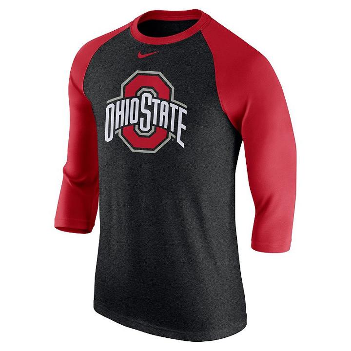 Men's Nike Ohio State Buckeyes Tri-blend Raglan Tee, Size: Xl, Black