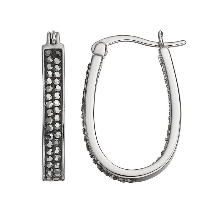 Chrystina Crystal Inside Out U-hoop Earrings, Women's, Black