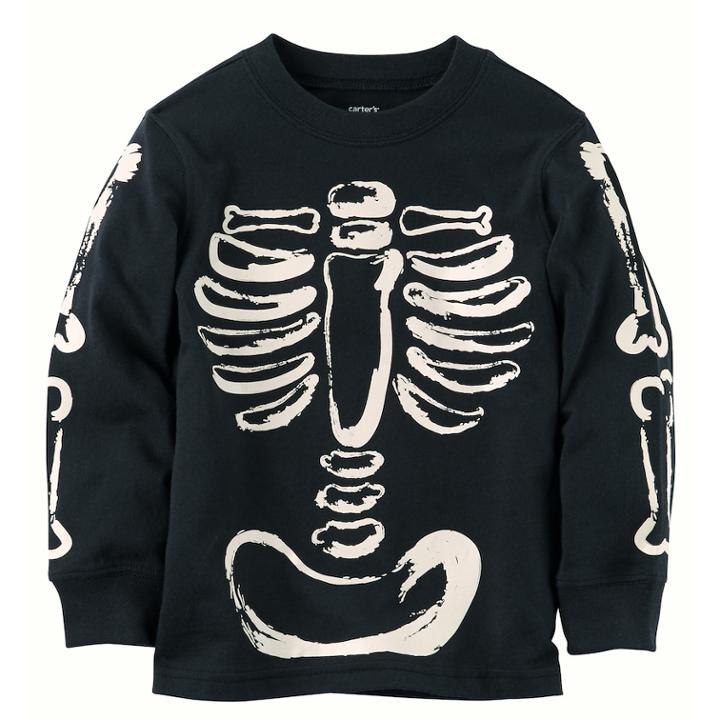 Baby Boy Carter's Long Sleeve Skeleton Tee, Size: 12 Months, Black