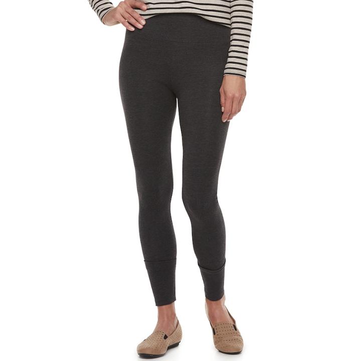 Women's Croft & Barrow&reg; Tummy Control Pull-on Leggings, Size: Xs Short, Dark Grey