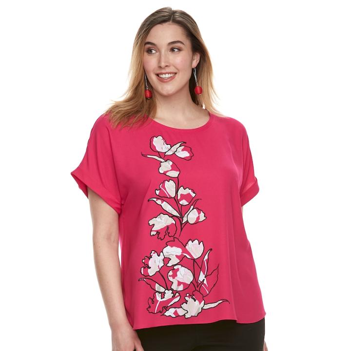Plus Size Apt. 9&reg; Embellished Top, Women's, Size: 4xl, Med Pink