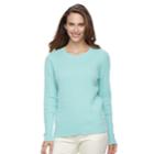 Women's Croft & Barrow&reg; Essential Cable-knit Sweater, Size: Large, Turquoise/blue (turq/aqua)