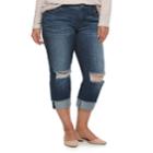 Plus Size Jennifer Lopez Ripped Capri Jeans, Women's, Size: 18 W, Blue
