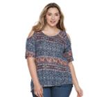 Plus Size French Laundry Hi-low Cold Shoulder Necklace Top, Women's, Size: 3xl, Med Blue