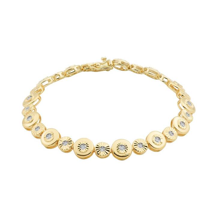 1/5 Carat T.w. Diamond 18k Gold Over Silver Circle Link Bracelet, Women's, Size: 7.25, White