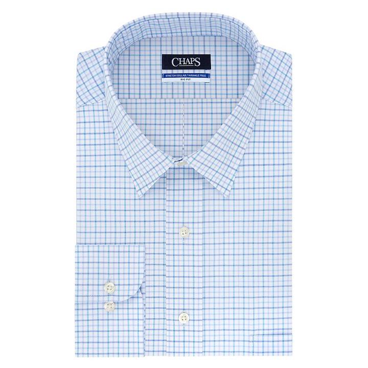 Big & Tall Chaps Regular-fit Stretch-collar Wrinkle-free Dress Shirt, Men's, Size: 22 34/5b, Turquoise/blue (turq/aqua)
