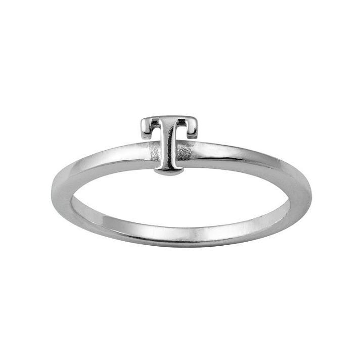 Sterling Silver Initial Ring, Women's, Size: 9, Grey