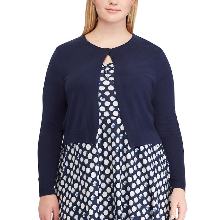 Plus Size Chaps Crop Cardigan, Women's, Size: 2xl, Blue