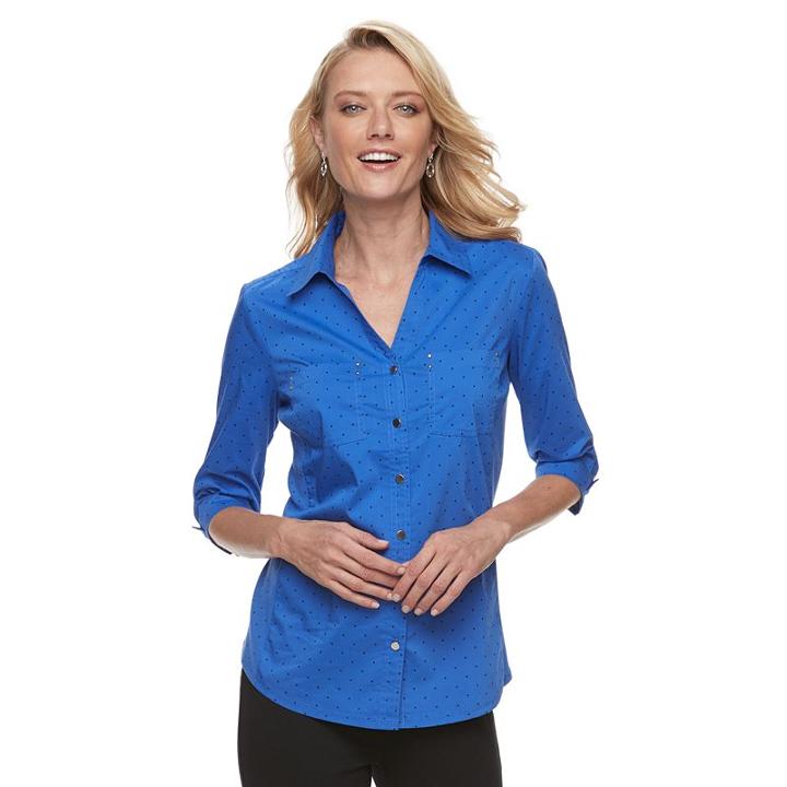 Women's Croft & Barrow® Knit-to-fit Shirt, Size: Large, Blue (navy)