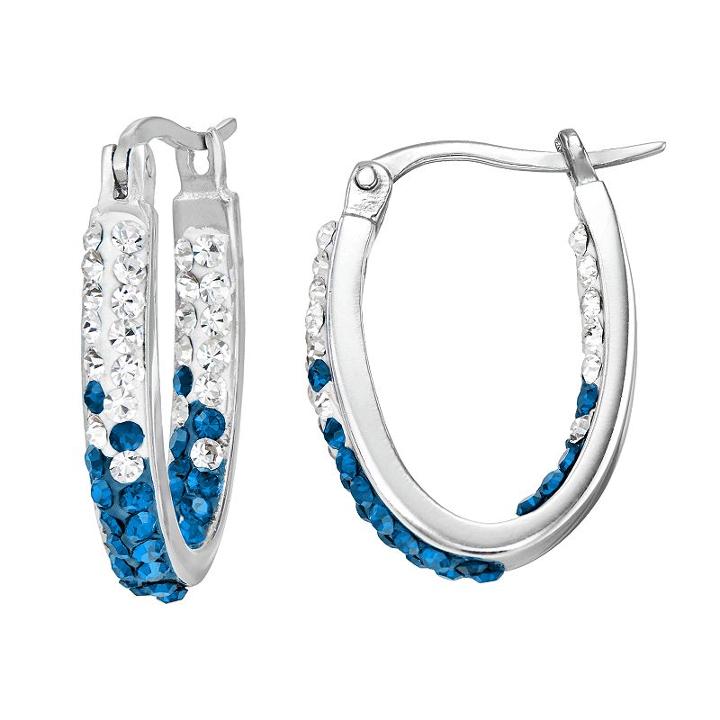 Kentucky Wildcats Crystal Sterling Silver Inside Out U-hoop Earrings, Women's, Blue