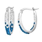 Kentucky Wildcats Crystal Sterling Silver Inside Out U-hoop Earrings, Women's, Blue