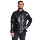 Men's Excelled Double-zip Leather Moto Jacket, Size: Medium, Black