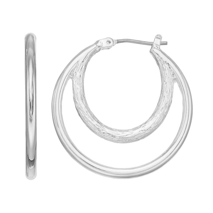 Dana Buchman Silver Plated Chain Double Hoop Earrings, Women's