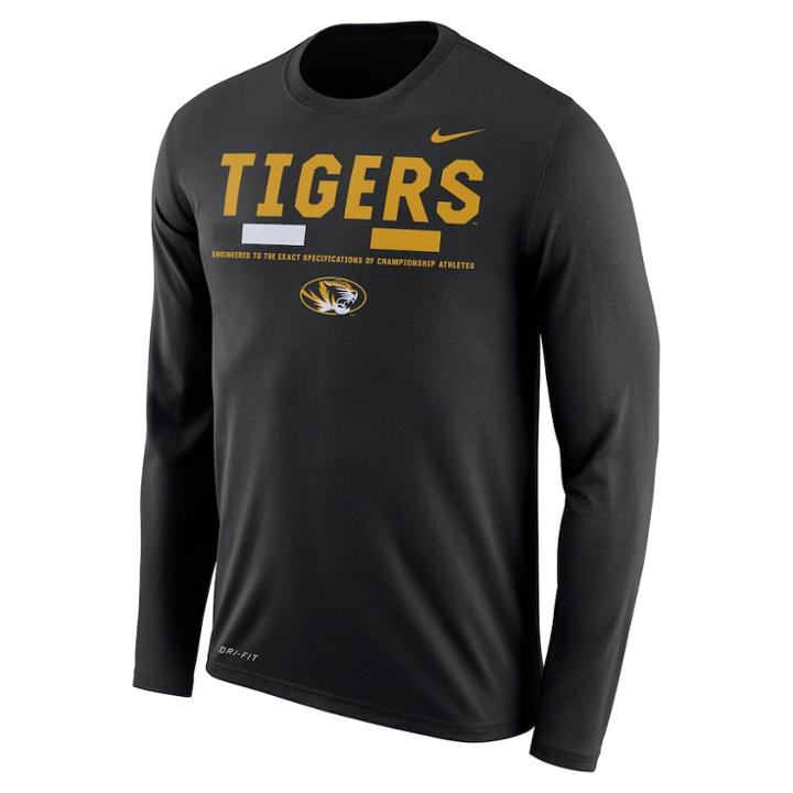 Men's Nike Missouri Tigers Dri-fit Legend Staff Long-sleeve Tee, Size: Large, Black