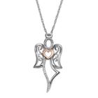 18k Rose Gold Over Silver And Sterling Silver 1/10-ct. T.w. Diamond Angel Pendant, Women's, Size: 18, White