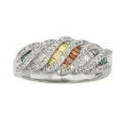Sterling Silver 3/4-ct. T.w. Green, Red, Yellow And White Diamond Ring, Women's, Size: 7, Multicolor