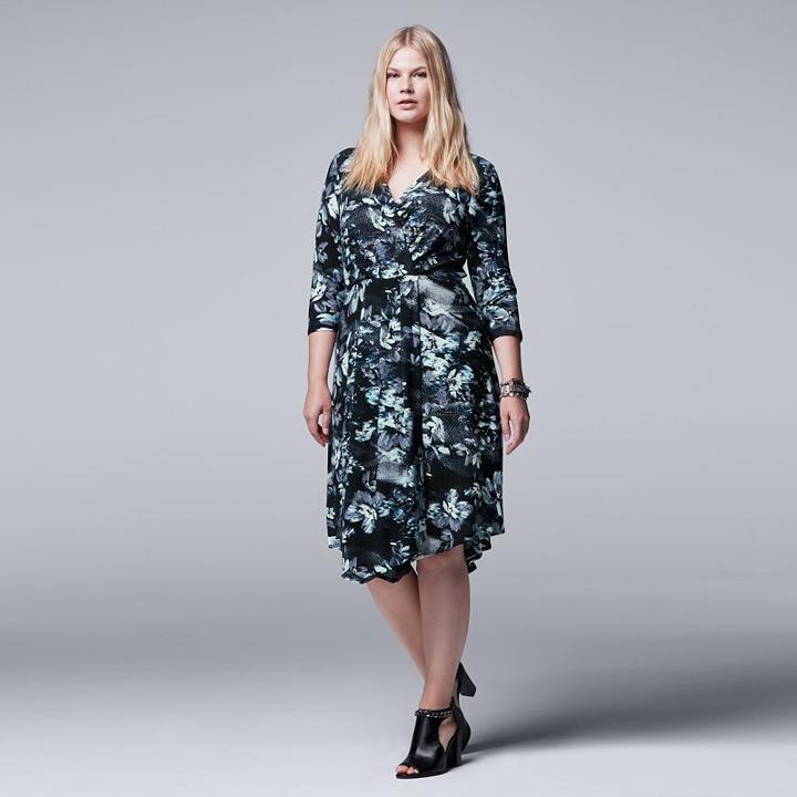 Plus Size Simply Vera Vera Wang Faux-wrap Dress, Women's, Size: 3xl, Black