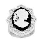 Sterling Silver Cubic Zirconia Cameo Ring, Women's, Size: 6, Black
