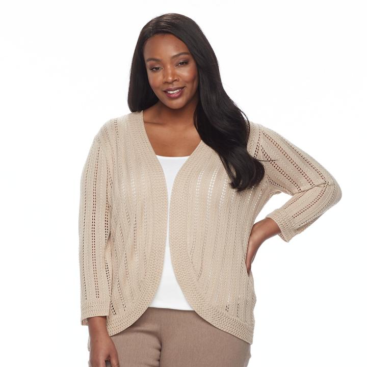 Plus Size Dana Buchman Open Stitch Shrug, Women's, Size: 1xl, Dark Brown