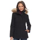 Juniors' Pink Envelope Faux-fur Hood Anorak Jacket, Teens, Size: Small, Black