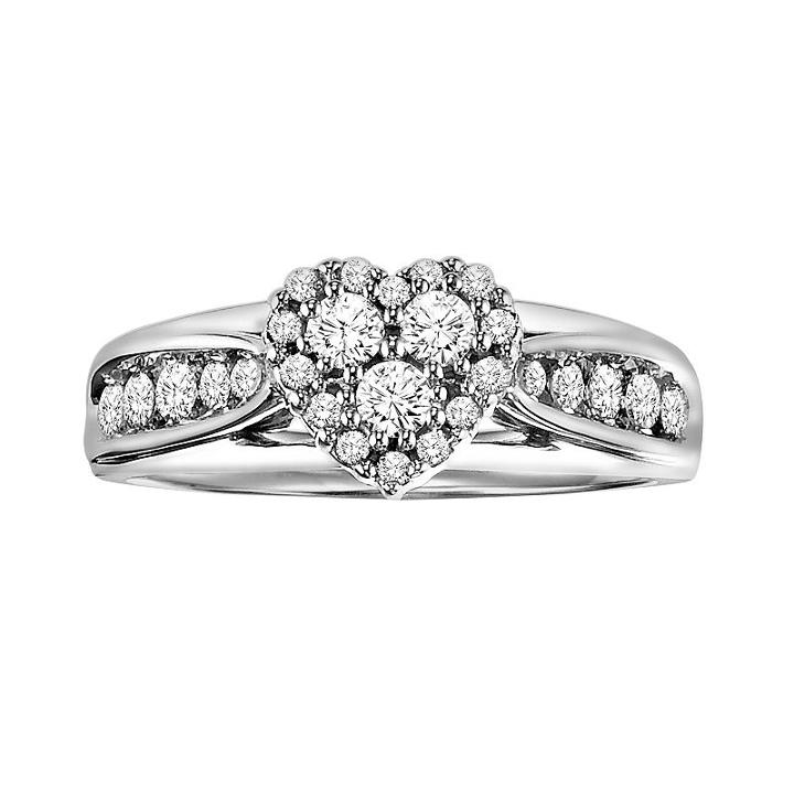 Love Always Round-cut Diamond Heart Engagement Ring In Platinum Over Silver (1/2-ct. T.w.), Women's, Size: 5.50, White